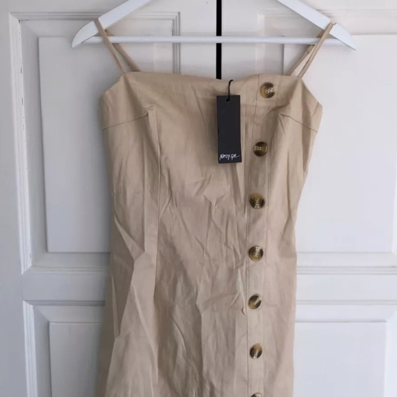 Nasty Gal Dresses & Skirts - ISO Nasty Gal Button Dress - Beige, Size 8